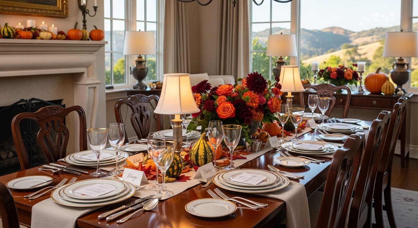 Professional deep cleaning service being performed by a Glossy House Cleaning expert in a beautiful Danville home prepared for Thanksgiving dinner.