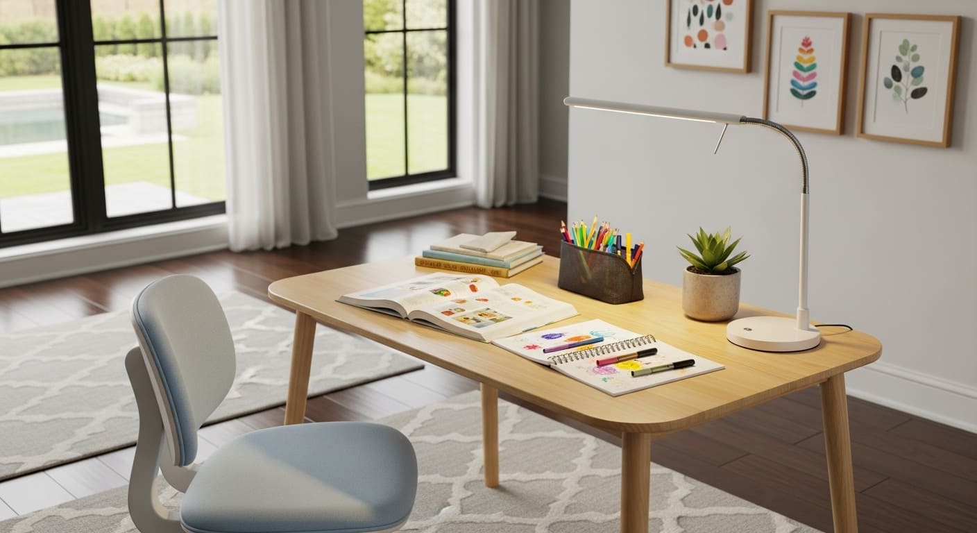 Professional deep cleaning service preparing a student's study area in a San Ramon home for the back-to-school season.